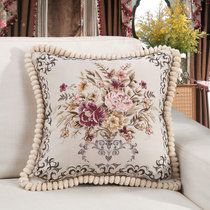 黛丝丹奴复古欧式提花靠垫大号60x60沙发抱枕套含芯布艺床头提花靠垫(万紫千香 咖啡)