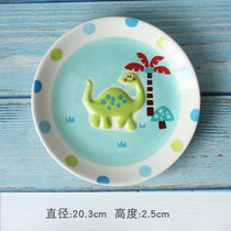 INDRA泰国进口绿恐龙卡通陶瓷餐具碗盘水杯蛋杯釉下彩礼盒装(绿恐龙盘)