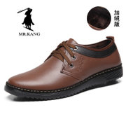 米斯康冬季男士棉鞋加绒保暖皮鞋英伦休闲鞋韩版板鞋新款皮鞋子3303(3303棕色)