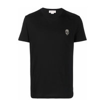 Alexander McQueen黑色骷髅头圆领短袖棉质T恤662486-QRX04-1000M码黑色 时尚百搭
