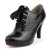 麦高 新款女鞋 时尚系带细高跟防水台真皮单鞋 A80202(黑色 36)