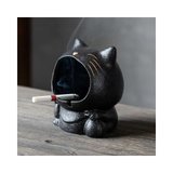 可爱卡通猫创意烟灰缸陶瓷家用客厅个性时尚潮流防飞灰大号烟灰缸(磨砂黑--斗牛（烟灰缸） 默认)