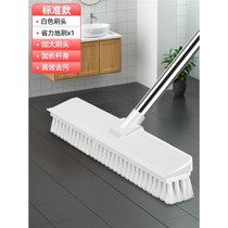二合一卫生间刷地刷子长柄刷厕所浴室硬毛洗地清洁瓷砖地板刷kb6(标准加长杆-白色(无刮条))