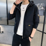 外套男士2021春秋季新款韩版潮流休闲工装上衣服秋装男装夹克(黑色 M)