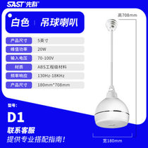 先科吸顶喇叭广播吊顶壁挂吊球音响防水音柱天花音箱嵌入式定压公共广播店铺背景音乐功放扬声器(白色吊球喇叭 D1)