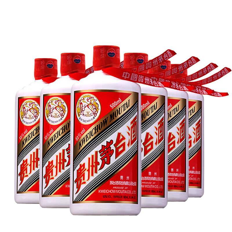 白酒国酒酱香茅台moutai贵州茅台酒飞天茅台酒53度茅台500ml6瓶散装