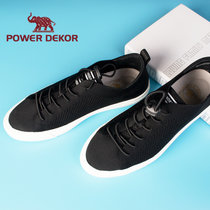 POWER DEKOR夏季新款男鞋潮流休闲透气布鞋网面鞋板鞋1715G02109(黑色 43)