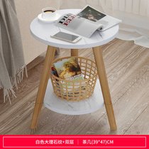 豫见美农 茶几简约现代迷你小圆桌边几沙发边柜角几床头桌子创意大理石纹