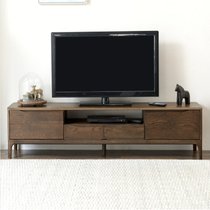 SKYMI 北欧实木电视柜 白橡木电视柜  实木抽屉电视柜 实木抽屉柜 客厅收纳柜(黑胡桃色 1.8米)