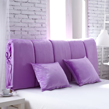 欣纯家居 天鹅绒素色可拆洗单人/双人席梦思床头靠背靠垫软包(粉紫 1.