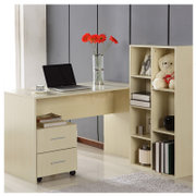 雅菲阁-台式电脑桌电脑台书桌办公桌组合电脑桌书柜抽屉柜组合四件套(白枫木色 1.4米四件套)