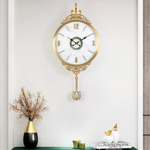 汉时欧式轻奢金属装饰挂钟客厅复古静音摆钟卧室古典石英时钟HP2040(白色大理石纹（丽声机芯）)