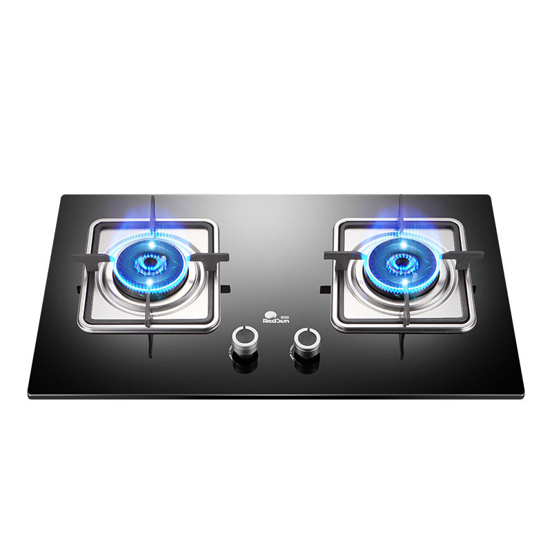 红日(redsun)大气式灶 燃气灶双灶 天然气钢化玻璃嵌入式台嵌两用eb