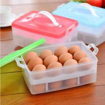 乾越 双层冰箱鸡蛋收纳盒 多功能储物厨房鸡蛋保鲜盒 创意便携24装存储鸡蛋盒 单个装 颜色随机