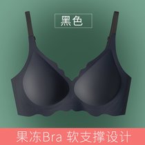 SUNTEK夏季亲肤白色纯欲无痕内衣小胸聚拢少女风薄款无钢圈文胸罩套装(黑色 垫可拆0.8CM S【70A/70B】)