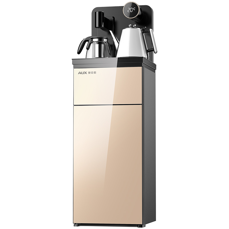 奥克斯(AUX)台式小型智能饮水机家用冷热立式下置水桶装水全自动茶吧机YCB-C(金色 温热)