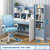 儿童书桌书架书柜一体学习桌家用可升降写字桌卧室经济型桌椅套装(100蓝色+书柜+椅子)