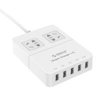 奥睿科（ORICO）HPC-2A5U 智能5口USB数码充电器 2位插座/插排/插线板/接线板(白色 1.5M)