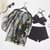 新款泳衣女三件套比基尼性感透明网纱韩国刺绣泡温泉小香风游泳装(黑色 XL（建议110-120斤）)