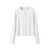 艾米恋v领针织衫女开衫夏短款修身长袖温柔风空调衫外搭外套上衣(白色 均码)