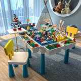 创意童年儿童大小颗粒积木桌双椅60085140 国美超市甄选
