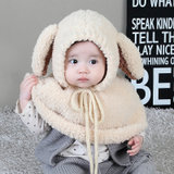 牛奶朋友新生婴儿帽子冬加厚保暖披肩护耳斗篷毛线帽宝宝帽子秋季(米色)