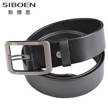 SIBOEN 斯博恩 头层牛皮复古男士针扣皮带时尚百搭男式腰带P102(黑色)