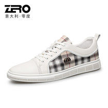 Zero零度板鞋男 2021新款真皮男士休闲时尚小白鞋潮流韩版鞋子(米白 44)