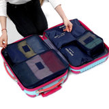 红凡 旅行收纳袋六件套装 行李箱整理袋衣服旅游出差衣物内衣收纳包(藏蓝色)