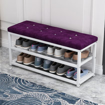 SKYMI北欧家用门口进门换鞋凳鞋架凳子多层换鞋凳可坐换鞋凳(紫色绒布 90款)