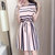 Mistletoe连衣裙短袖 2017夏季新款韩版女装女裙 条纹裙子(粉红色 M)