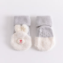 儿童毛圈袜冬季加厚宝板袜立体卡通防滑学步保暖婴儿袜子(灰色 M(1-3岁）)