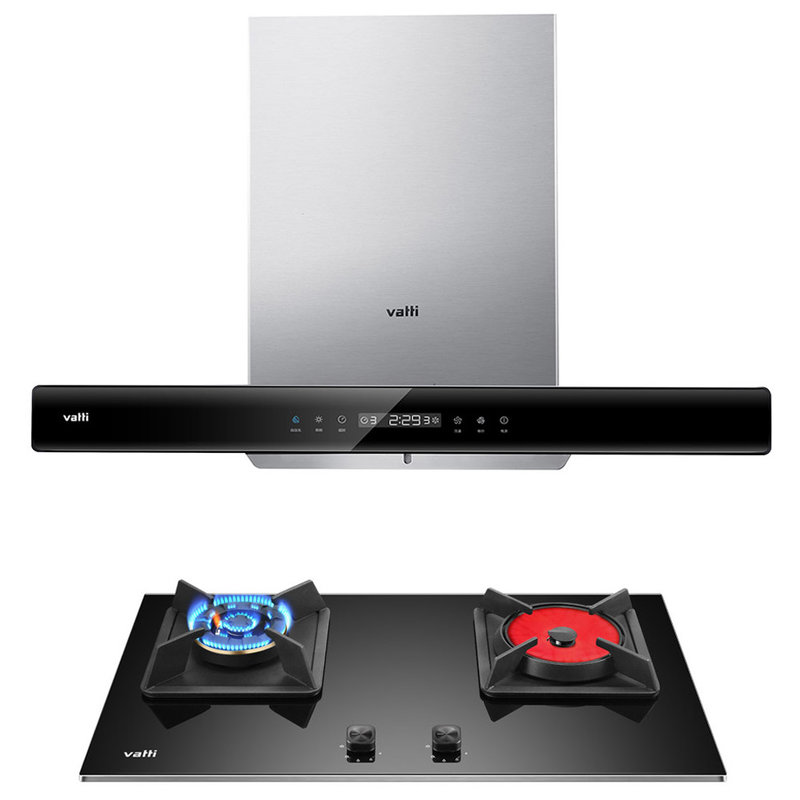 华帝vatti烟灶套餐cxw270e660azjztbh910b塔型烟机银燃气灶黑