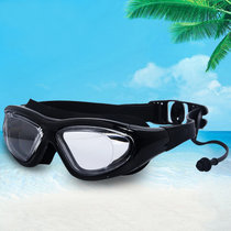 泳镜大框高清透明防雾防水女士男士白镜片室内清晰游泳眼镜潜水镜(黑色泳镜 200-700度备注)