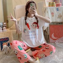 SUNTEK睡衣女性感夏天薄款短袖长裤春秋夏季2022年新款家居服史努比(不二家（806）)