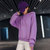 2018秋冬新款带帽卫衣绒厚款宽松套头短款韩版连帽外套女(紫色常规款 XL)