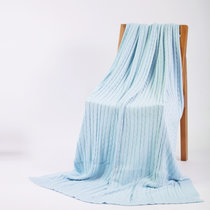 帛孜针织毯全棉加厚加大简约麻花针织毯休闲毯9513 办公室午睡毯毛毯盖毯（120*180cm）包邮(蓝色)