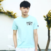 短袖T恤 夏装男士字母印棉质体恤衫韩版潮(天 蓝色 4XL)