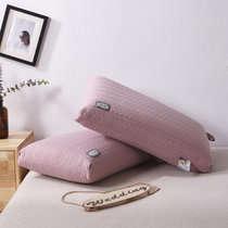 水洗针织棉枕头成人热熔枕单人学生宿舍家用枕芯一对两个(针织棉枕-红色 48*74cm 一对)