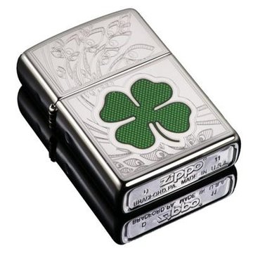zippo打火机24699 四叶草 (镜面雕刻灌水晶漆)