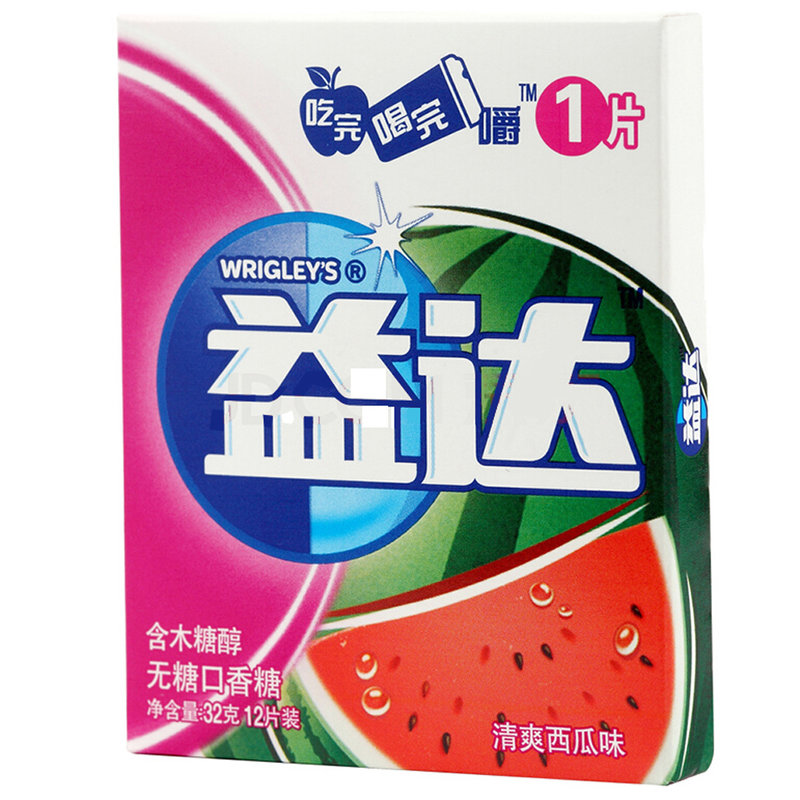 【国美自营】益达无糖口香糖清爽西瓜味(12片装)32g