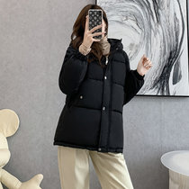 MISS LISA韩版短款棉服冬季小个子女装加厚棉袄外套D0001(黑色 XS)