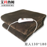艾科热姆 电热毯双人单控智能调温安全低辐射防水法兰绒加厚加大电褥子(咖啡色法兰绒电毯130*180上盖)
