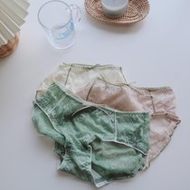 纯欲小姐姐 微醺森林法式蕾丝性感镂空内裤精致中腰三角裤女内裤(葱绿 均码G409)