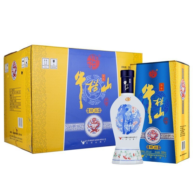 牛欄山二鍋頭禮盒濃香型白酒百年精品50度整箱裝500ml6瓶百年精品38度