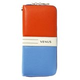 Venus 维纳斯新款时尚三明治夹色手拿牛皮拉链包3款可选025-2003367(蓝橙)