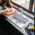 科恩纳石英石水槽单槽洗碗池家用厨房洗菜盆花岗岩加厚带沥水套餐(D8049珍珠白高配套餐)