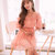 Mistletoe高腰夏季甜美小清新女装荷叶边喇叭袖连衣裙F6725(粉红色 XL)