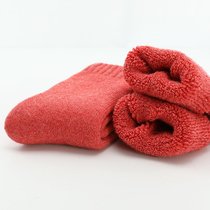 SUNTEK冬季超厚款长袜子男女毛巾袜加厚毛绒保暖特厚加绒中筒袜(1双装（均码）买3双送1双同款 特厚加绒（女）西瓜红)