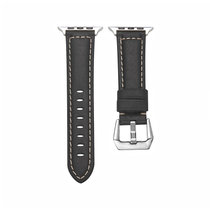新款适用于苹果watch皮表带商务运动男女通用38/40mm皮表带(磨砂款-黑色 42/44mm)
